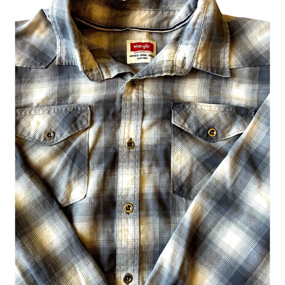 Wrangler Western Mens Shirt XL Plaid Button Down Long Sleeve Cowboy Western Y2K